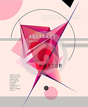 Vector abstract crystal shape posterm banner, brochure. Futuristic background. Artistic cover design, Minimalistic