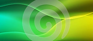 Vector Abstract Curves in Shining Green and Yellow Background Banner