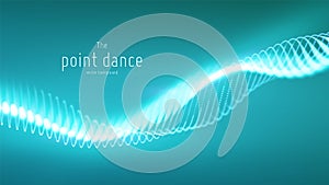 Vector abstract cyan particle wave, points array, shallow depth of field. Futuristic illustration. Technology digital