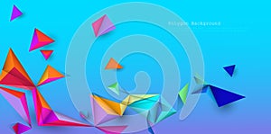 Vector Abstract 3D Geometric, Polygon, Triangle pattern shape. Multicolored, blue, purple, yellow and green