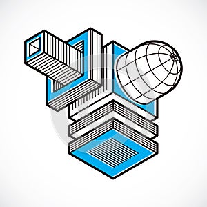 Vector abstract 3d geometric shape, polygonal figure.