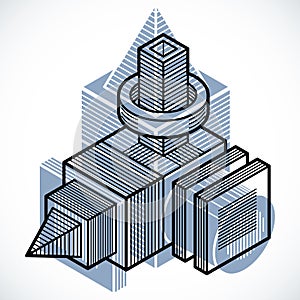 Vector abstract 3d geometric shape, polygonal figure.