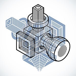 Vector abstract 3d geometric shape, polygonal figure.