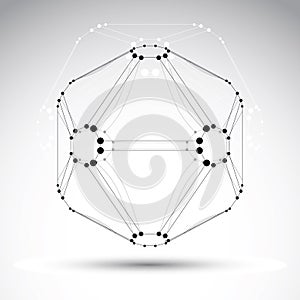 Vector abstract 3D mesh object, design element template for tech