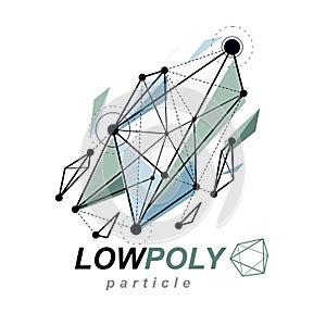 Vector abstract 3d mesh object, technology low poly template . C