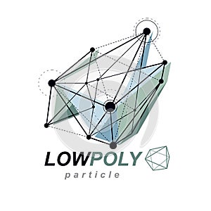 Vector abstract 3d mesh object, technology low poly template . C