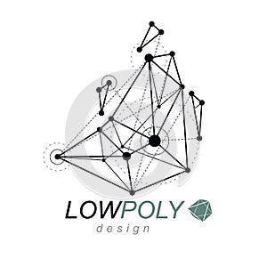 Vector abstract 3d mesh object, technology low poly template .