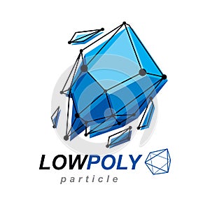 Vector abstract 3d mesh object, technology low poly template .