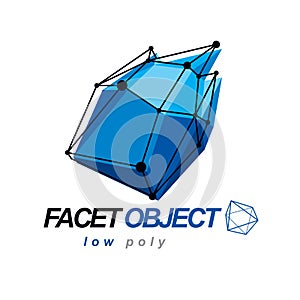 Vector abstract 3d mesh object, technology low poly template . C