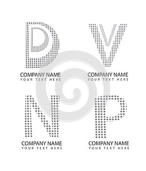 Vector abstract d, v, n and p letter icons, business logotype set, company logo symbols