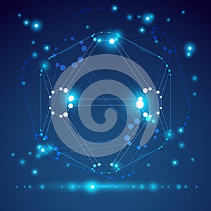 Vector abstract 3D wireframe object, design element template for