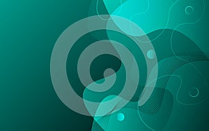 Vector Abstract Dark Teal Gradient Fluid Style Background with Curving Lines and Circles