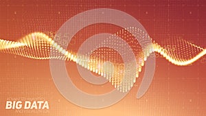 Vector abstract data particle wave, points array, shallow depth of field. Futuristic illustration. Big Data digital