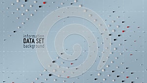 Vector abstract data sorting visualization background. Big data. Sorted data as tiny spheres. Information analytics