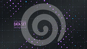 Vector abstract data sorting visualization background. Big data. Sorted data as tiny spheres. Information analytics