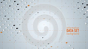 Vector abstract data sorting visualization background. Big data. Sorted data as tiny spheres. Information analytics
