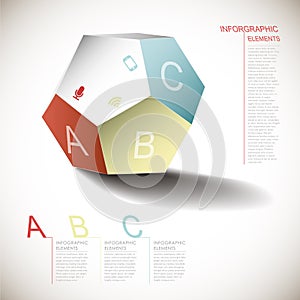 Vector abstract dimensional pentagon infographics