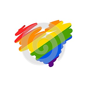 Vector abstract doodles pattern. Hand drawn heart pride, love, peace with rainbow. Gay parade slogan. LGBT rights symbol