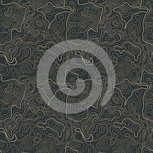 Vector abstract earth seamless relief map. Generated conceptual elevation map. Isolines of landscape surface elevation. photo