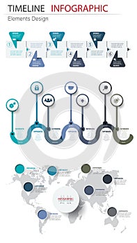Vector abstract element infographics set timeline. Design for bu