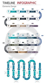 Vector abstract element infographics set timeline. Design for bu