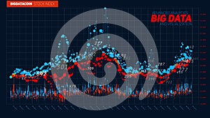 Vector abstract financial big data graph visualization.