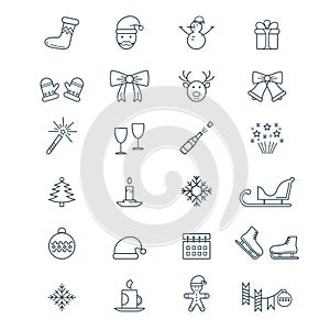 A set of vector icons and logos for holidays and Christmas.