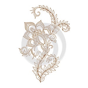 Vector abstract floral elements in indian mehendy style. photo