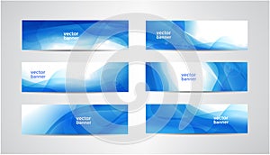 Vector abstract flow wavy banners set. Water, stream, energy stream horizontal backgrounds. Wave Liquid, transparent