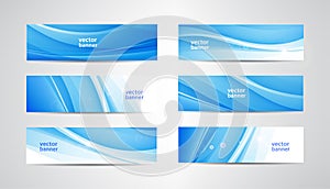 Vector abstract flow wavy banners set. Water, stream, energy stream horizontal backgrounds. Wave Liquid, transparent