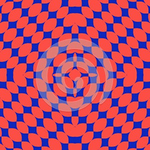 Vector abstract funky geometric seamless pattern. Bright blue and red color