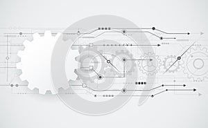 Vector abstract futuristic gear wheel engineering on circuit board