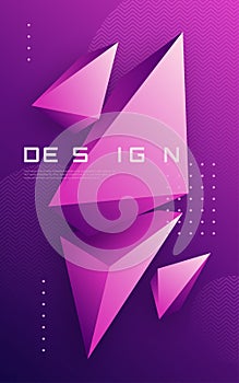 Vector abstract geometric background with 3d triangular shapes