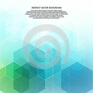 Vector Abstract geometric background. Template brochure design. Blue and green hexagon shape. eps 10