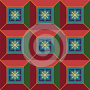 Vector abstract geometric Christmas colors seamless pattern