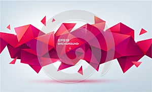 Vector abstract geometric 3d shape. Triangular facet polygonal banner, poster photo