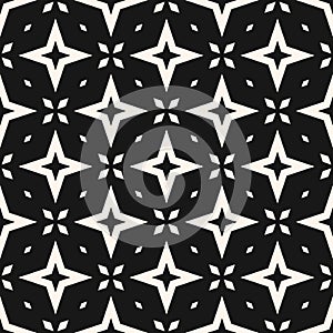 Vector abstract geometric floral seamless pattern. Black and white background