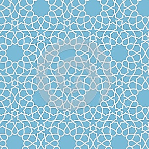 Vector abstract geometric islamic background. Based on ethnic muslim ornaments. Intertwined paper stripes.