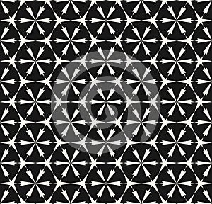 Vector abstract geometric seamless pattern. Black and white floral grid texture