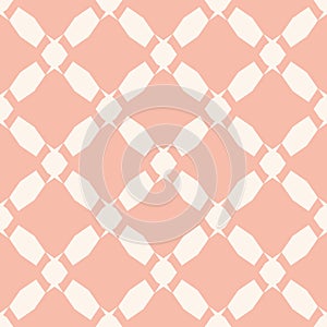 Vector abstract geometric seamless pattern. Cute pink and white mesh texture