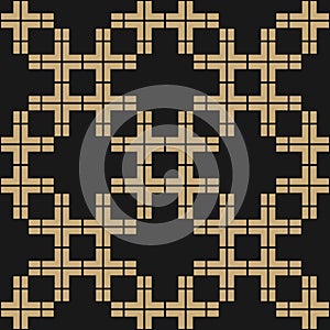 Vector abstract geometric seamless pattern. Golden texture with squares, grid