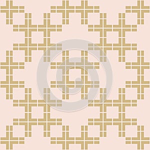 Vector abstract geometric seamless pattern. Golden texture with squares, grid