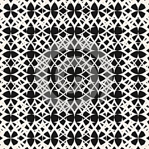 Vector abstract geometric seamless pattern with mesh, net, weave, tissue. Radial halftone transition effect.