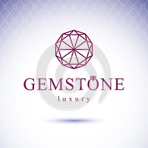 Vector abstract geometric shape best for use as creative business logo. Faceted gemstone or brilliant.