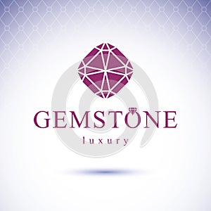 Vector abstract geometric shape best for use as creative business logo. Faceted gemstone or brilliant.