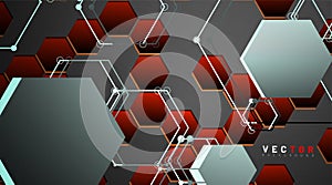 Vector Abstract geometric shape. hexagon with line .Vector Illustration For Wallpaper, Banner, Background, Card,  landing page ,