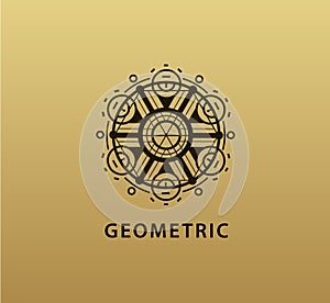 Vector abstract geometric symbol. Linear alchemy, occult, philosophical sign.