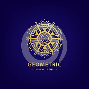 Vector abstract geometric symbol. Linear alchemy, occult, philosophical sign. For poster, flyer, logo design. Astrology