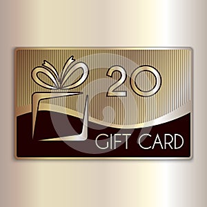 Vector abstract gift card for twenty in gold and