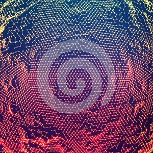 Vector abstract glowing point noise background. Array of glowing points in form of distorted surface.